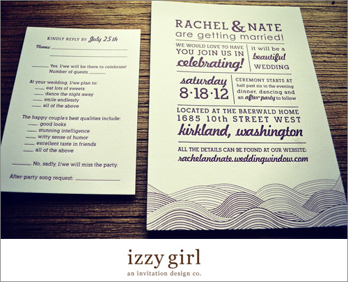 Wedding invitation from Seattle invitation designer Janet Maples of Izzy Girl | junebugweddings.com
