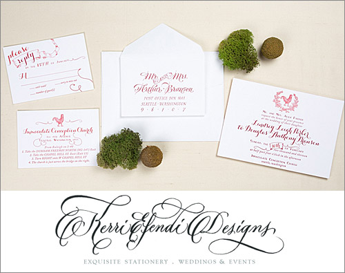 Elegant country-inspired red wedding invitation from Kerri Efendi Designs | junebugweddings.com